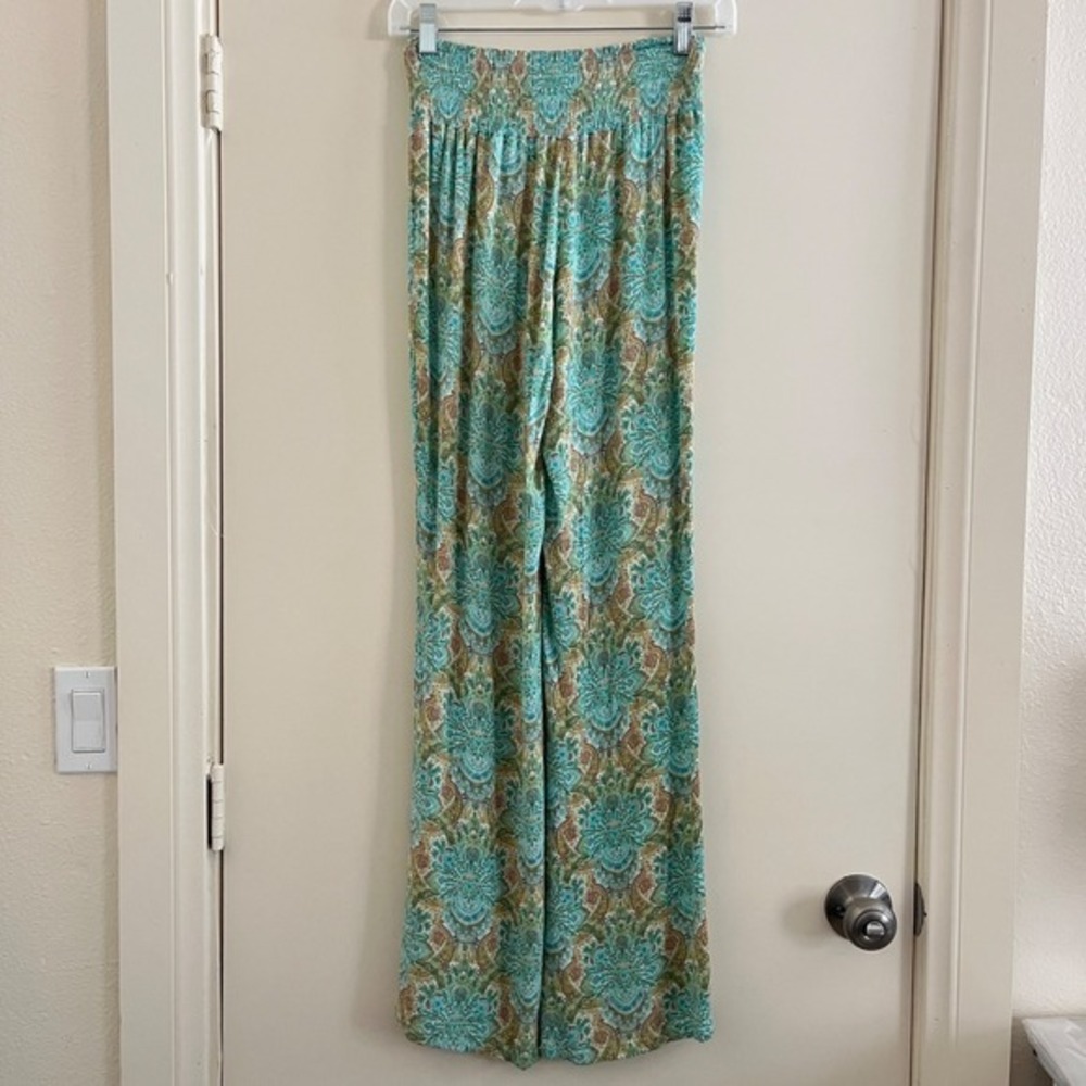 O'Neill Paisley Palazzo Pants Small Boho Beach Festival Hippie Smocked Wide Leg - Picture 2 of 9